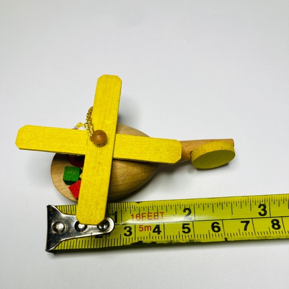 Vtg 1983 Goula Spain Santa Flying Wooden 2.5” Helicopter Christmas Tree Ornament - Picture 9 of 11